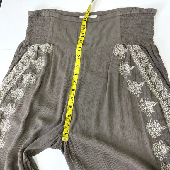 Sundance Medallion Embroidered Wide Leg Cropped Pants L Boho Festive - Picture 11 of 13